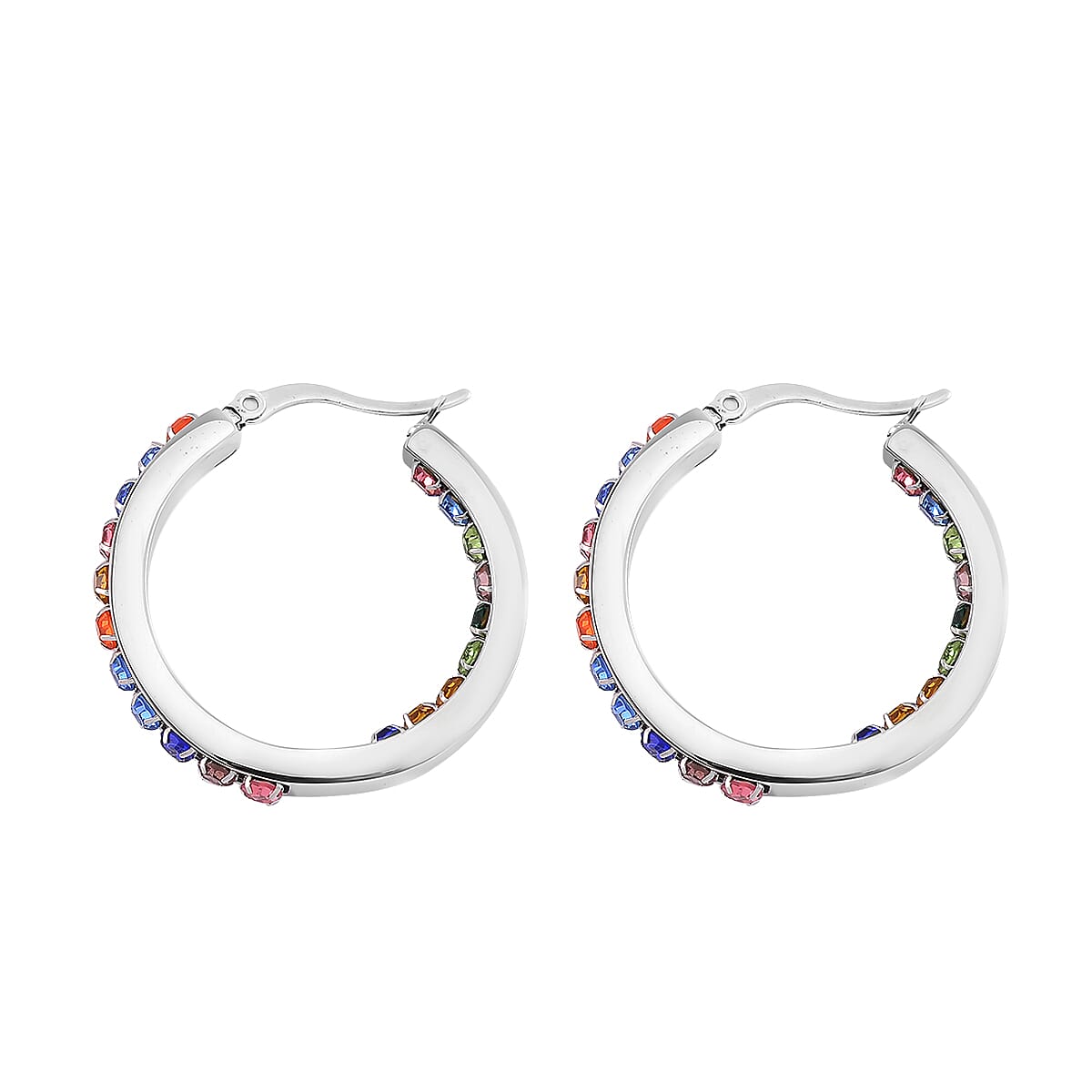 Multi Color Austrian Crystal Stainless Steel Earrings