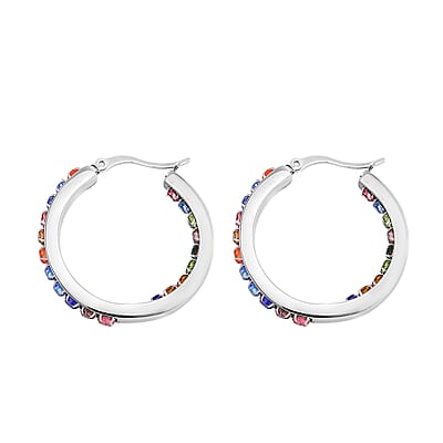 Multi Color Austrian Crystal Stainless Steel Earrings