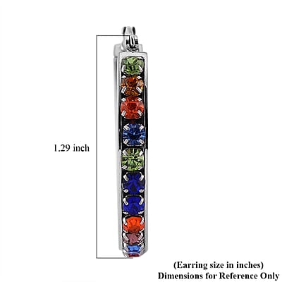 Multi Color Austrian Crystal Stainless Steel Earrings
