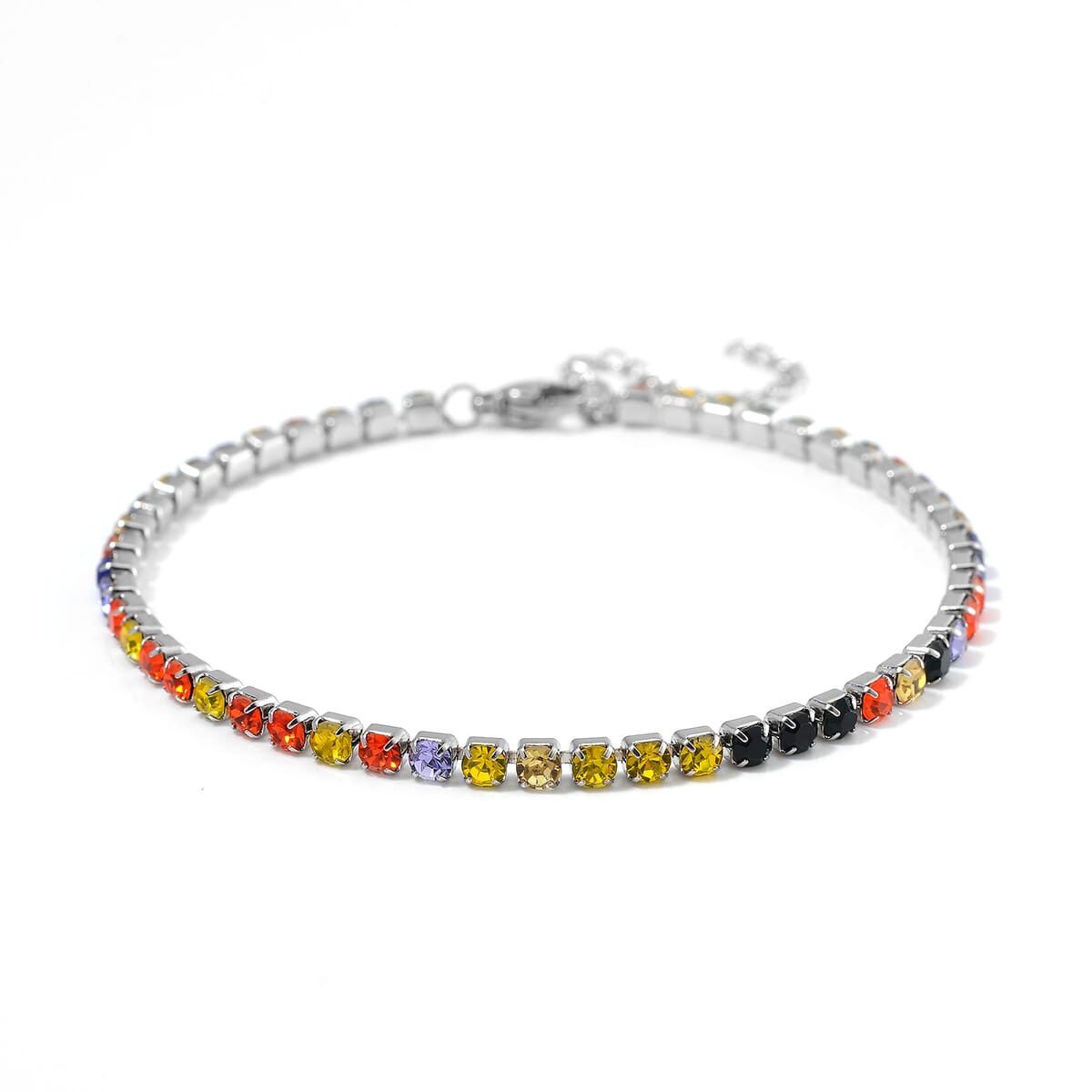 Multi Color Austrian Crystal Bracelet in Stainless Steel (7.50 In) 0.05 ctw image number 0