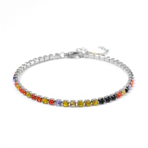 Multi Color Austrian Crystal Bracelet in Stainless Steel (7.50 In) 0.05 ctw