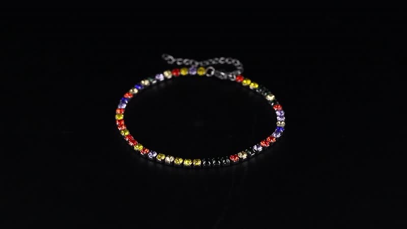 Multi Color Austrian Crystal Bracelet in Stainless Steel (7.50 In) 0.05 ctw