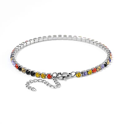 Multi Color Austrian Crystal Bracelet in Stainless Steel (7.50 In) 0.05 ctw