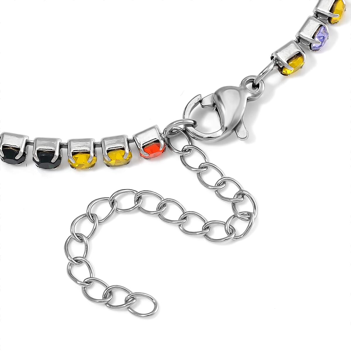 Multi Color Austrian Crystal Bracelet in Stainless Steel (7.50 In) 0.05 ctw image number 3