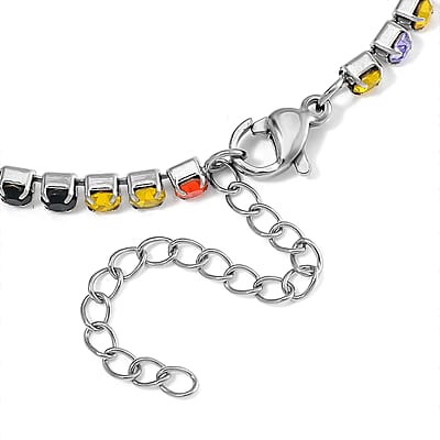 Multi Color Austrian Crystal Bracelet in Stainless Steel (7.50 In) 0.05 ctw