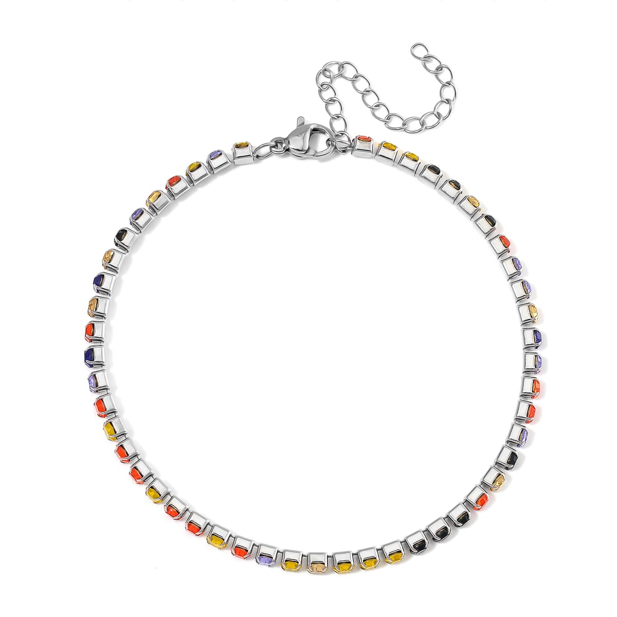 Multi Color Austrian Crystal Bracelet in Stainless Steel (7.50 In) 0.05 ctw image number 4