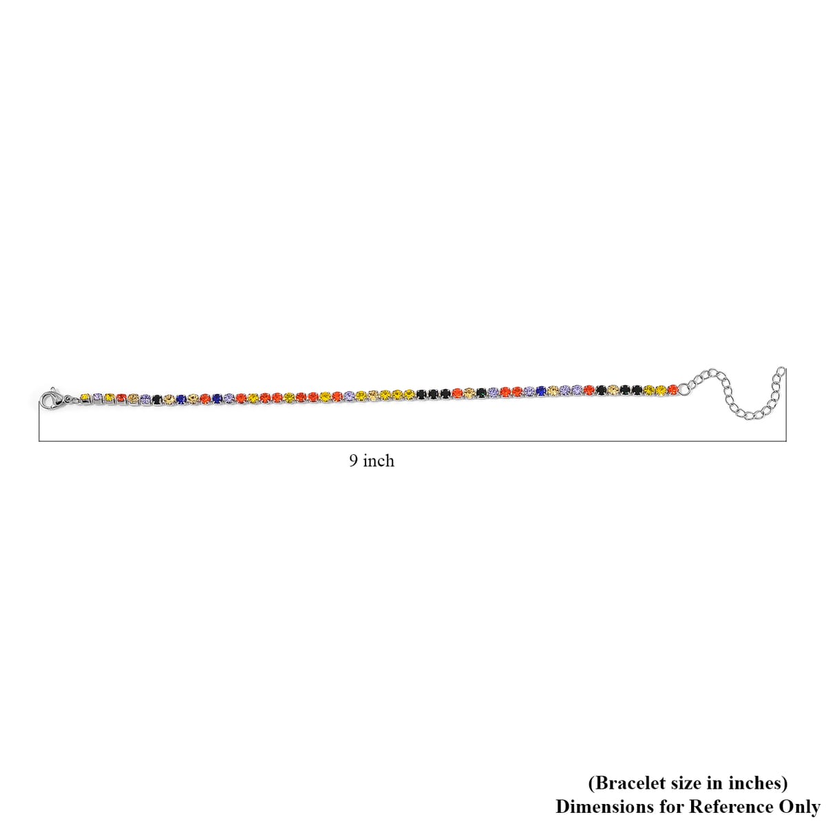 Multi Color Austrian Crystal Bracelet in Stainless Steel (7.50 In) 0.05 ctw image number 5