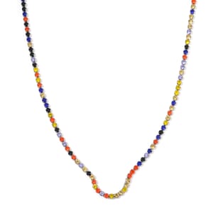 Multi Color Austrian Crystal Necklace in Stainless Steel 20 Inches