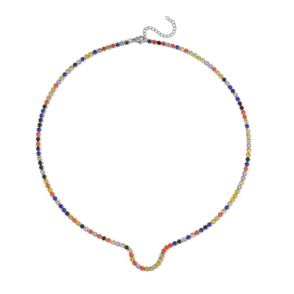 Multi Color Austrian Crystal Necklace in Stainless Steel 20 Inches image number 2