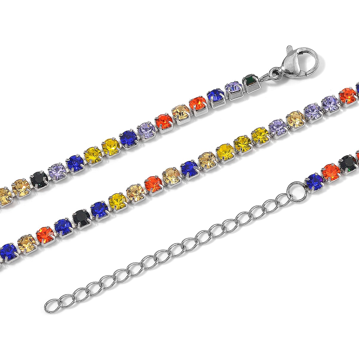 Multi Color Austrian Crystal Necklace in Stainless Steel 20 Inches image number 3