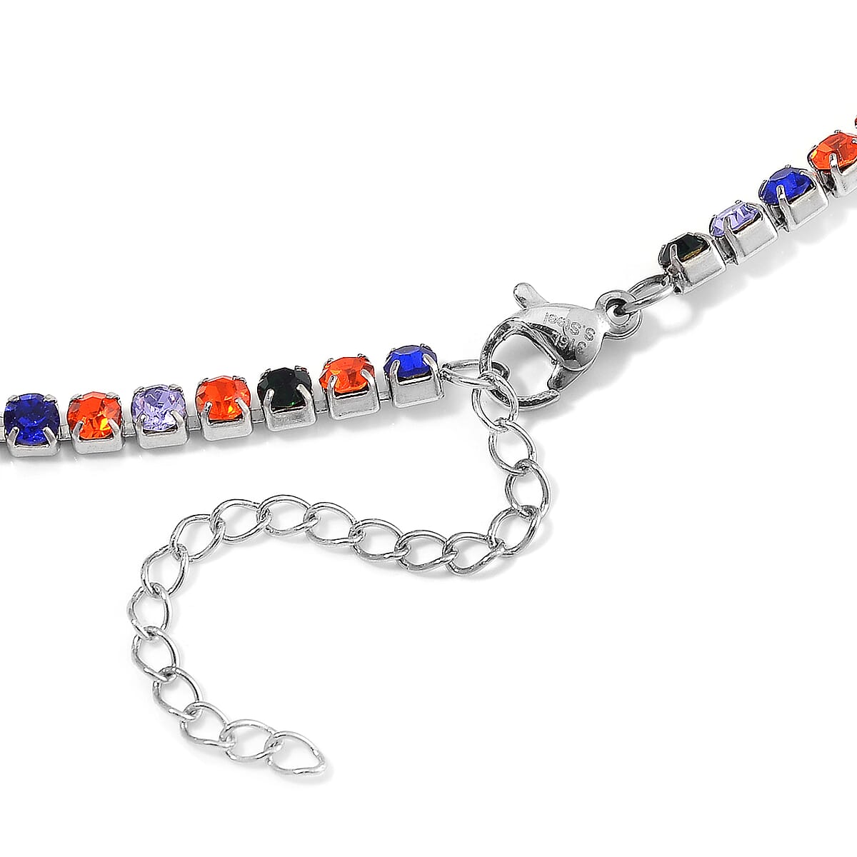 Multi Color Austrian Crystal Necklace in Stainless Steel 20 Inches image number 4