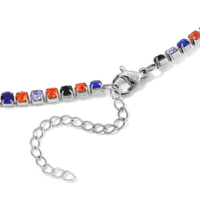 Multi Color Austrian Crystal Necklace in Stainless Steel 20 Inches