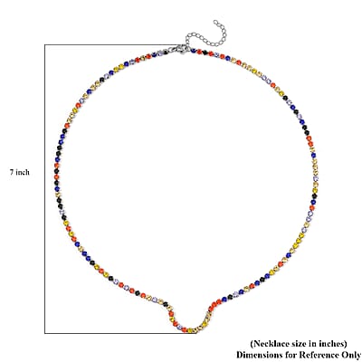 Multi Color Austrian Crystal Necklace in Stainless Steel 20 Inches