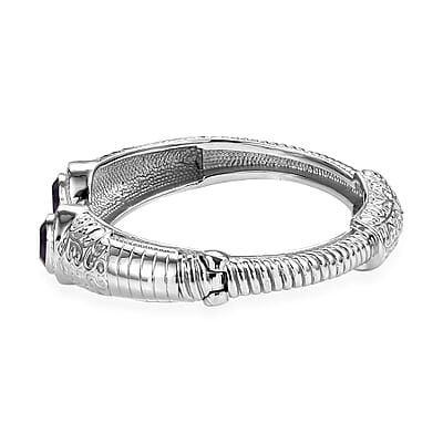 Premium African Amethyst 6.70 ctw Bangle Bracelet in Stainless Steel (6.50 In) 