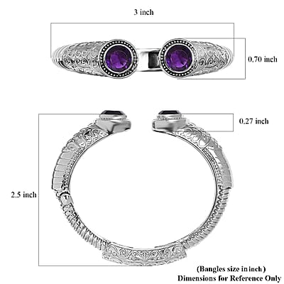 Premium African Amethyst 6.70 ctw Bangle Bracelet in Stainless Steel (6.50 In) 