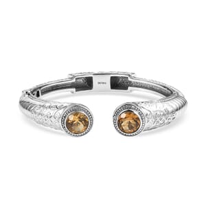 Premium Brazilian Citrine 7.40 ctw Bangle Bracelet in Stainless Steel (7.25 In) 