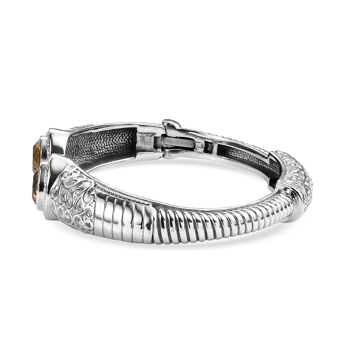 Premium Brazilian Citrine 7.40 ctw Bangle Bracelet in Stainless Steel (7.25 In)  image number 3