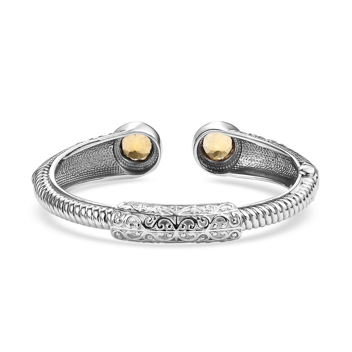 Premium Brazilian Citrine 7.40 ctw Bangle Bracelet in Stainless Steel (7.25 In)  image number 4