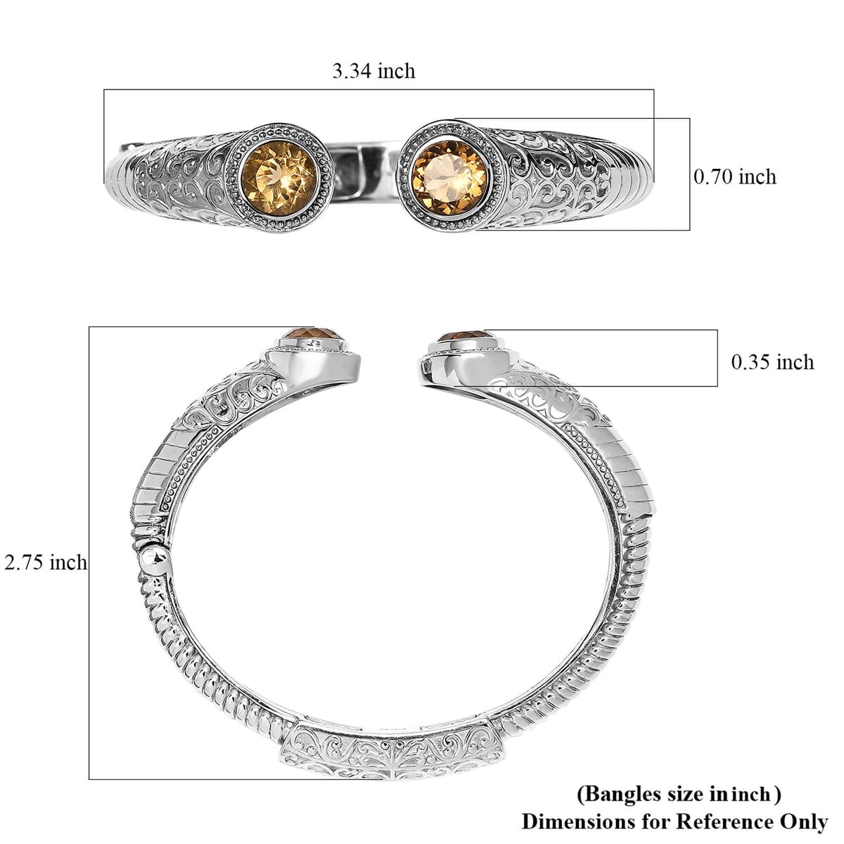 Premium Brazilian Citrine 7.40 ctw Bangle Bracelet in Stainless Steel (7.25 In)  image number 5