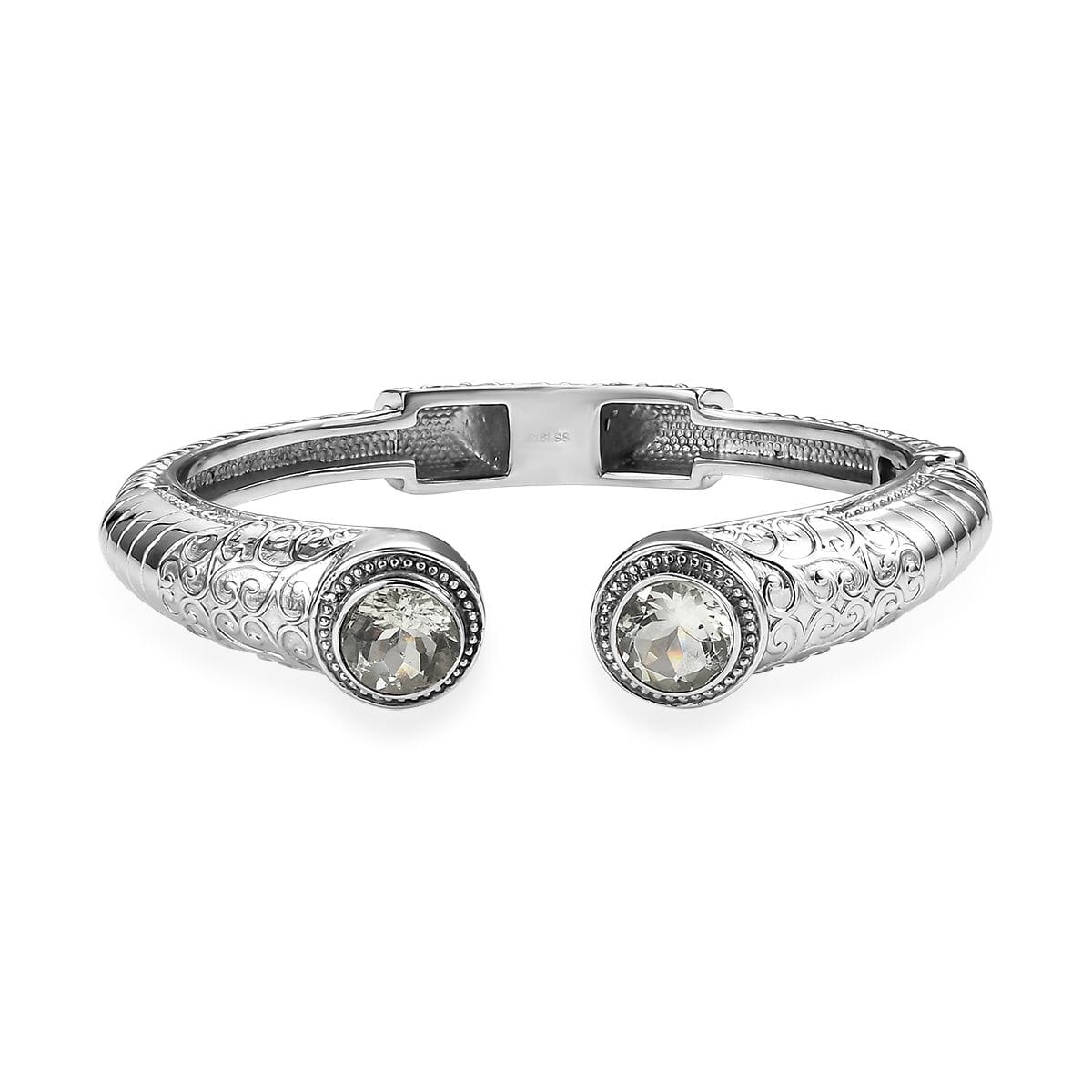 Premium Montezuma Prasiolite 7.35 ctw Bangle Bracelet in Stainless Steel (7.25 In)  image number 0