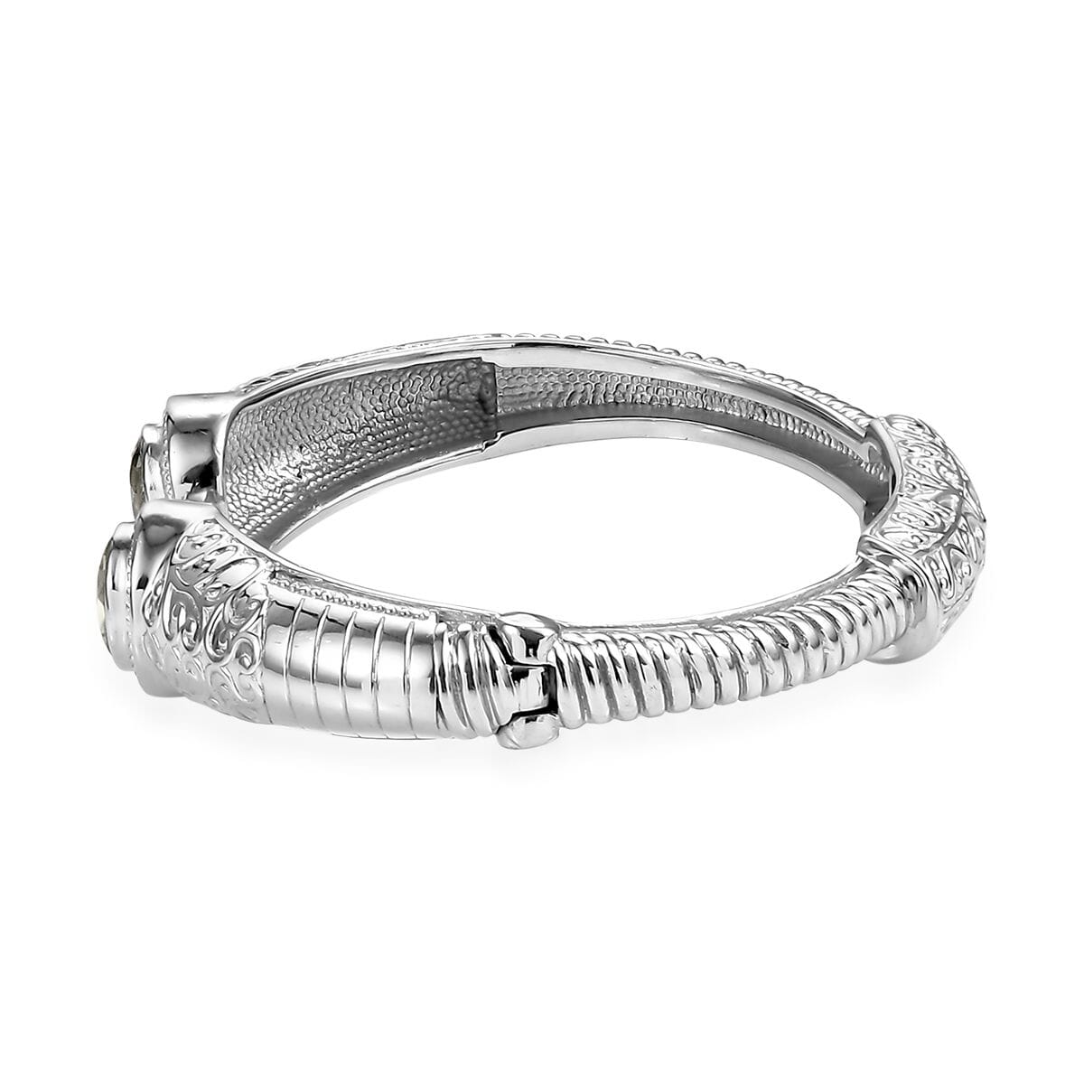 Premium Montezuma Prasiolite 7.35 ctw Bangle Bracelet in Stainless Steel (7.25 In)  image number 3