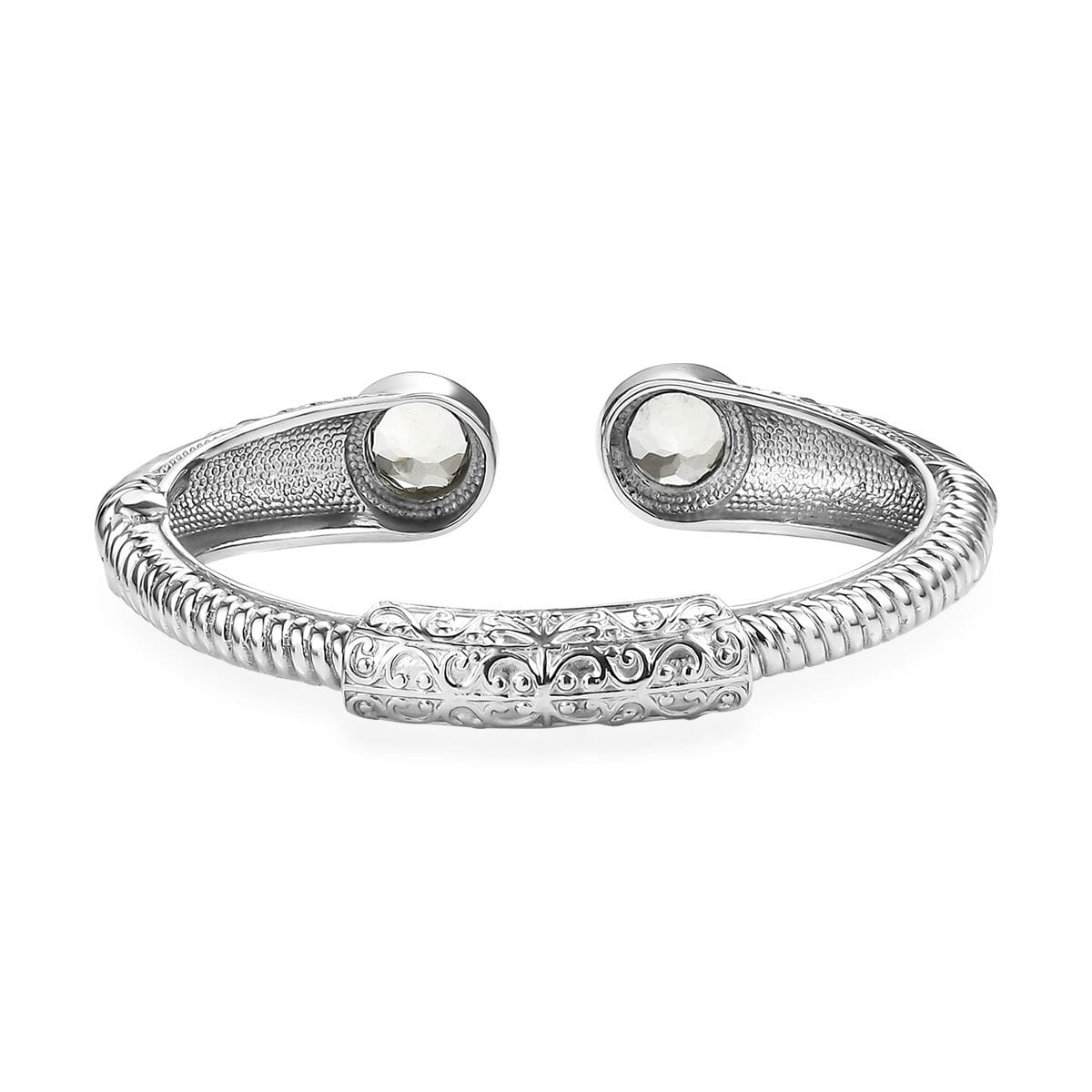 Premium Montezuma Prasiolite 7.35 ctw Bangle Bracelet in Stainless Steel (7.25 In)  image number 4