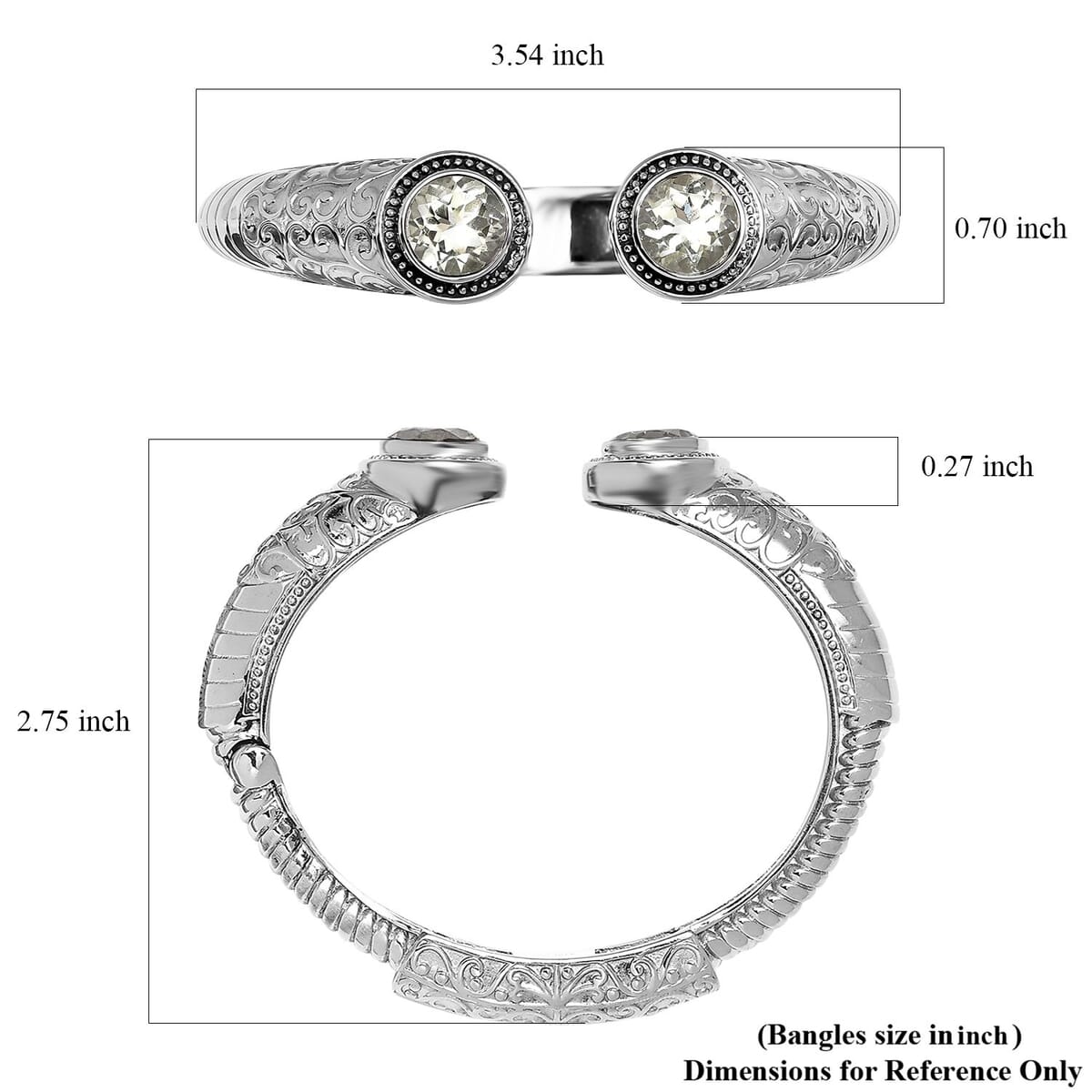 Premium Montezuma Prasiolite 7.35 ctw Bangle Bracelet in Stainless Steel (7.25 In)  image number 5