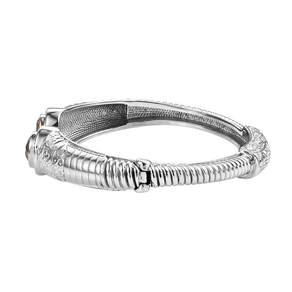 Premium Brazilian Citrine 7.40 ctw Bangle Bracelet in Stainless Steel (8.00 In)  image number 3