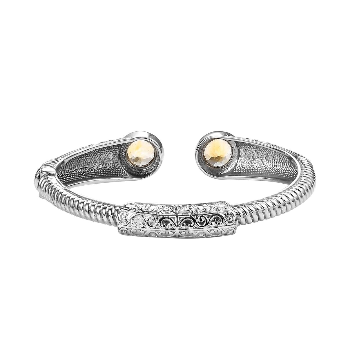 Premium Brazilian Citrine 7.40 ctw Bangle Bracelet in Stainless Steel (8.00 In)  image number 4