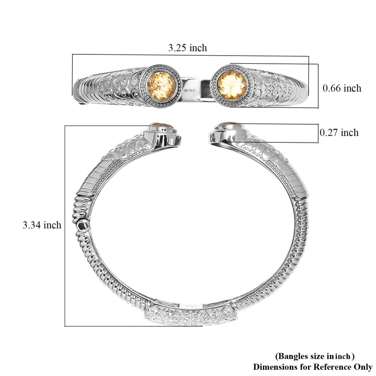 Premium Brazilian Citrine 7.40 ctw Bangle Bracelet in Stainless Steel (8.00 In)  image number 5