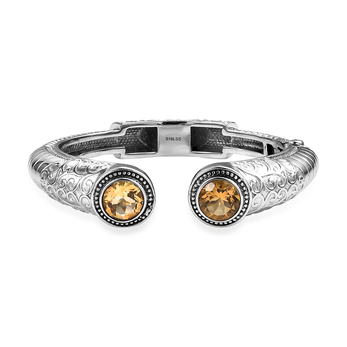 Premium Brazilian Citrine 7.40 ctw Bangle Bracelet in Stainless Steel (6.50 In)  image number 0