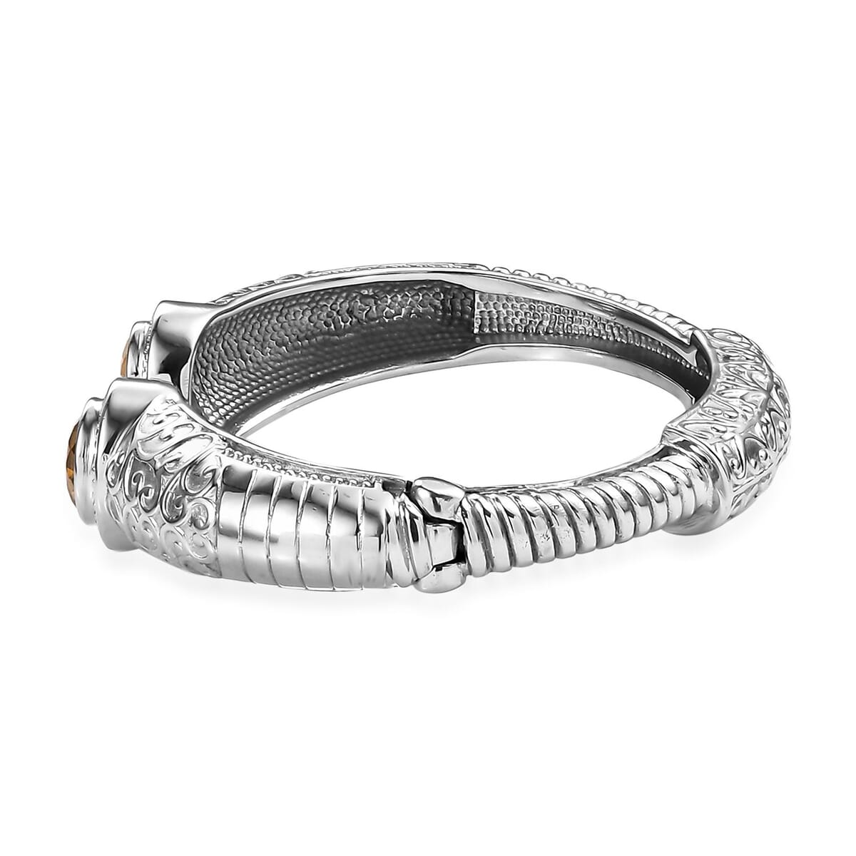 Premium Brazilian Citrine 7.40 ctw Bangle Bracelet in Stainless Steel (6.50 In)  image number 3