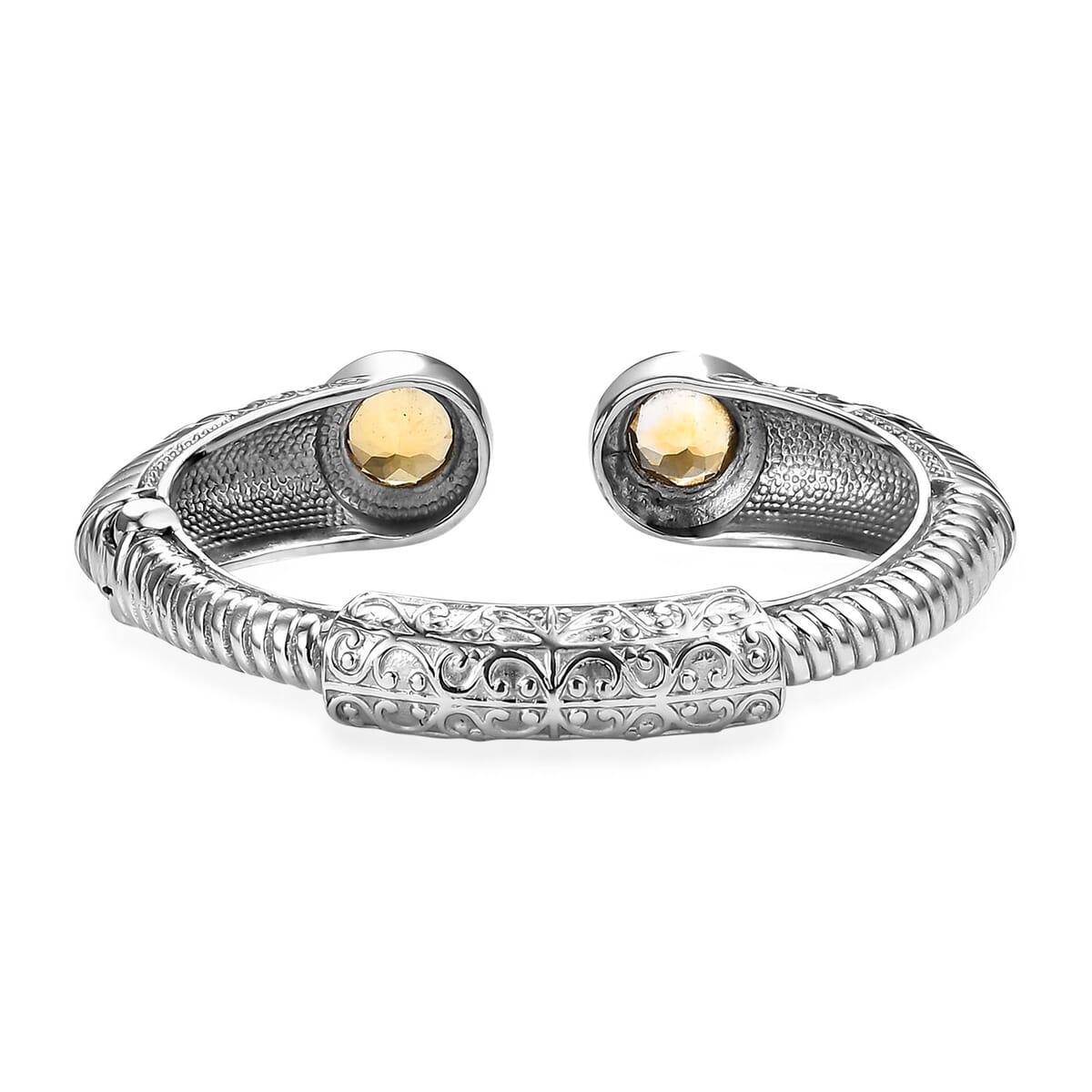 Premium Brazilian Citrine 7.40 ctw Bangle Bracelet in Stainless Steel (6.50 In)  image number 4