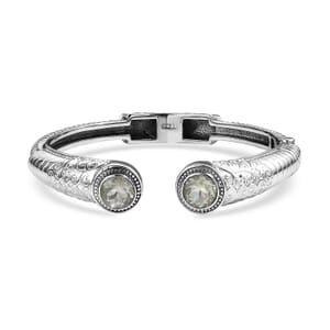 Premium Montezuma Prasiolite 7.35 ctw Bangle Bracelet in Stainless Steel (8.00 In) 