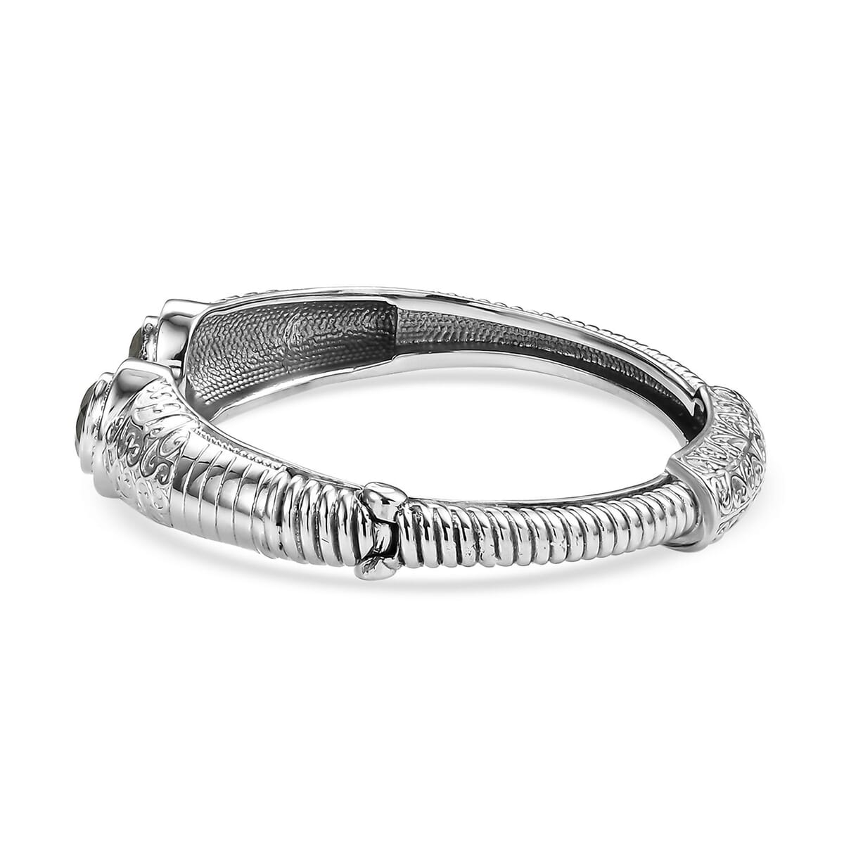 Premium Montezuma Prasiolite 7.35 ctw Bangle Bracelet in Stainless Steel (8.00 In)  image number 3
