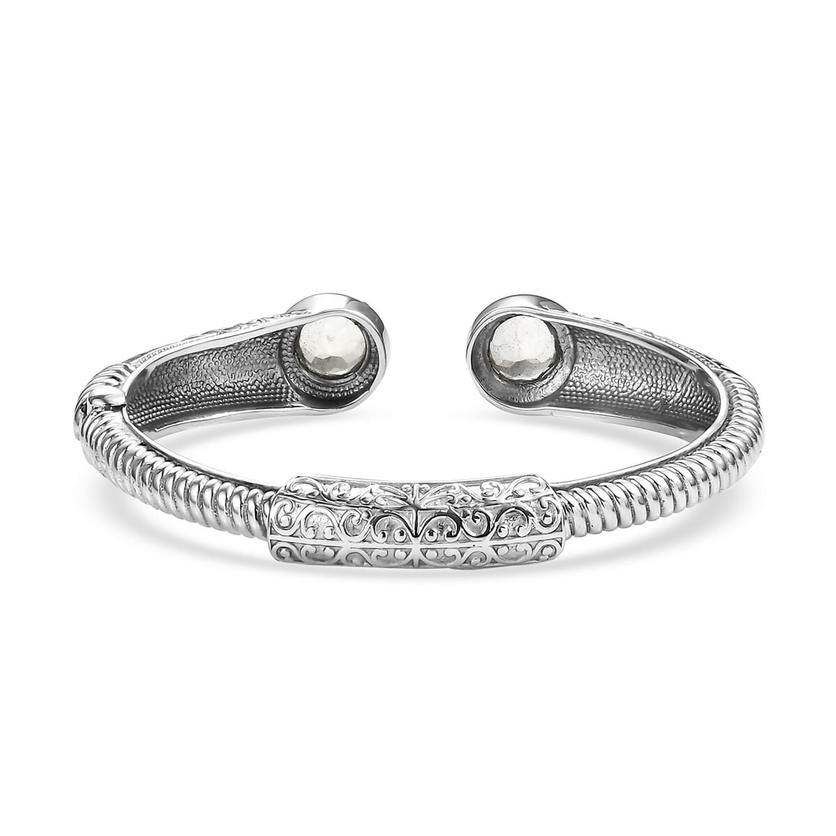Premium Montezuma Prasiolite 7.35 ctw Bangle Bracelet in Stainless Steel (8.00 In)  image number 4