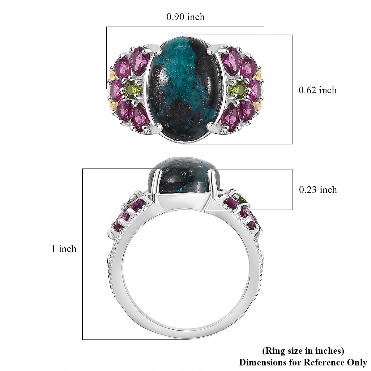 Karis Table Mountain Shadowkite and Multi Gemstone 8.75 ctw Floral Ring in 18K YG Plated and Platinum Bond (Size 10.0)