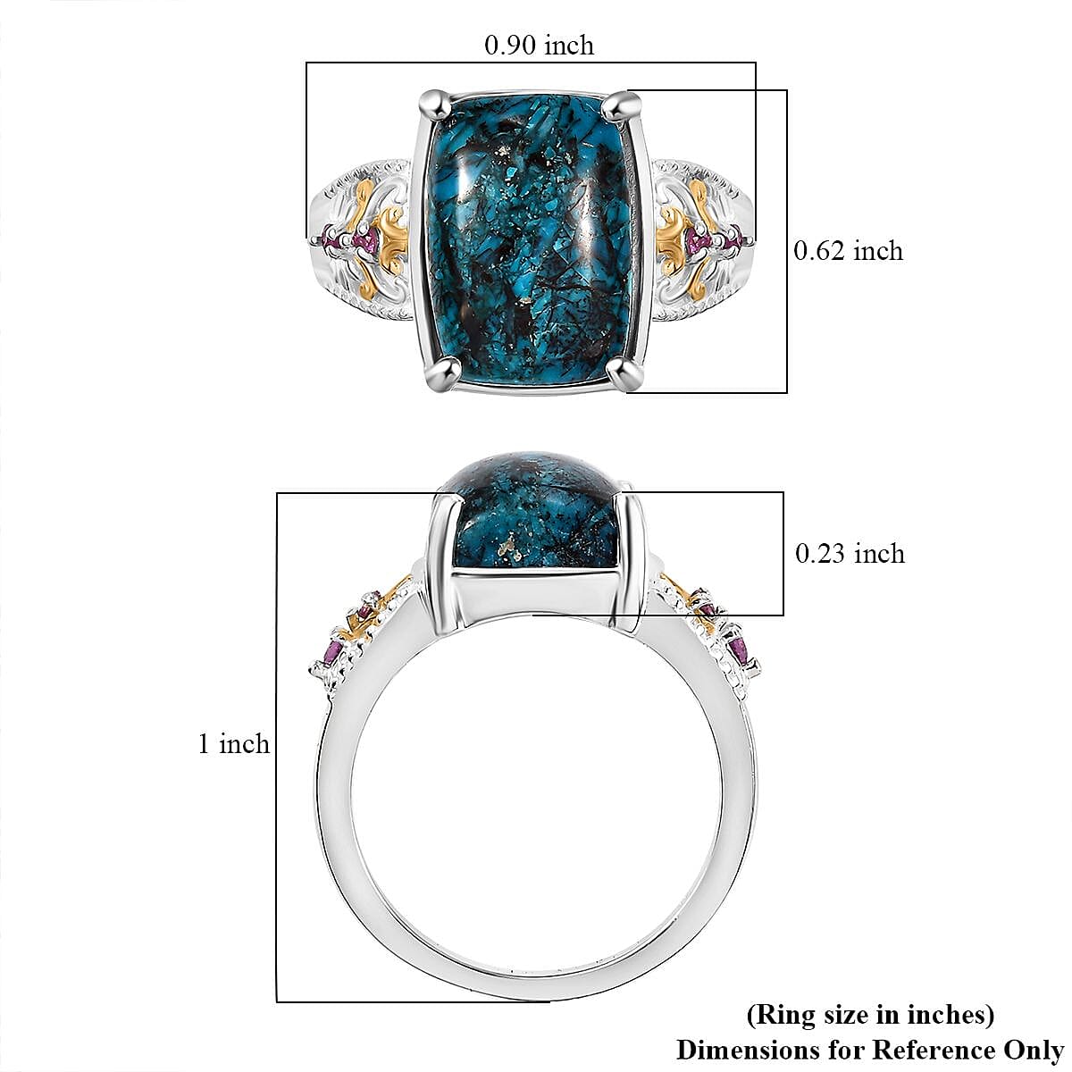 Karis Table Mountain Shadowkite and Orissa Rhodolite Garnet 7.65 ctw Floral Ring in 18K YG Plated and Platinum Bond (Size 10.0)