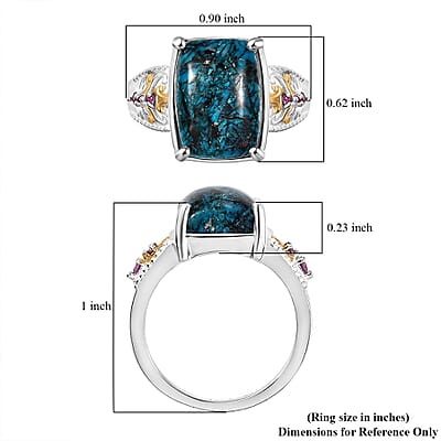 Karis Table Mountain Shadowkite and Orissa Rhodolite Garnet 7.65 ctw Floral Ring in 18K YG Plated and Platinum Bond (Size 10.0)