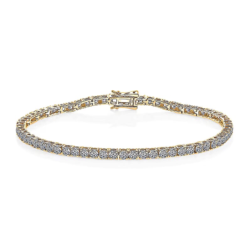 Luxuriant Lab Grown Diamond E-F VS 5.00 ctw Tennis Bracelet in 18K Vermeil Yellow Gold Over Sterling Silver (7.25 In)