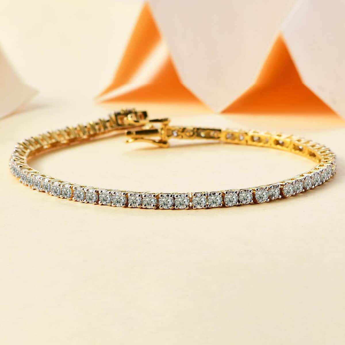 Luxuriant Lab Grown Diamond Bracelet in 18K Vermeil YG Over Sterling Silver (7.25 In) 5.00 ctw image number 1