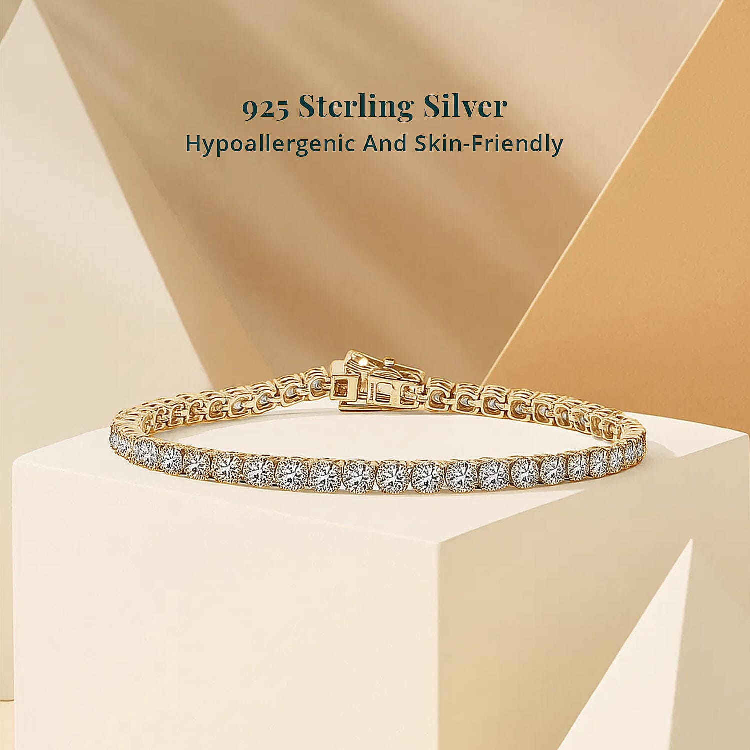 Luxuriant Lab Grown Diamond E-F VS 5.00 ctw Tennis Bracelet in 18K Vermeil Yellow Gold Over Sterling Silver (7.25 In)