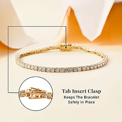 Luxuriant Lab Grown Diamond E-F VS 5.00 ctw Tennis Bracelet in 18K Vermeil Yellow Gold Over Sterling Silver (7.25 In)
