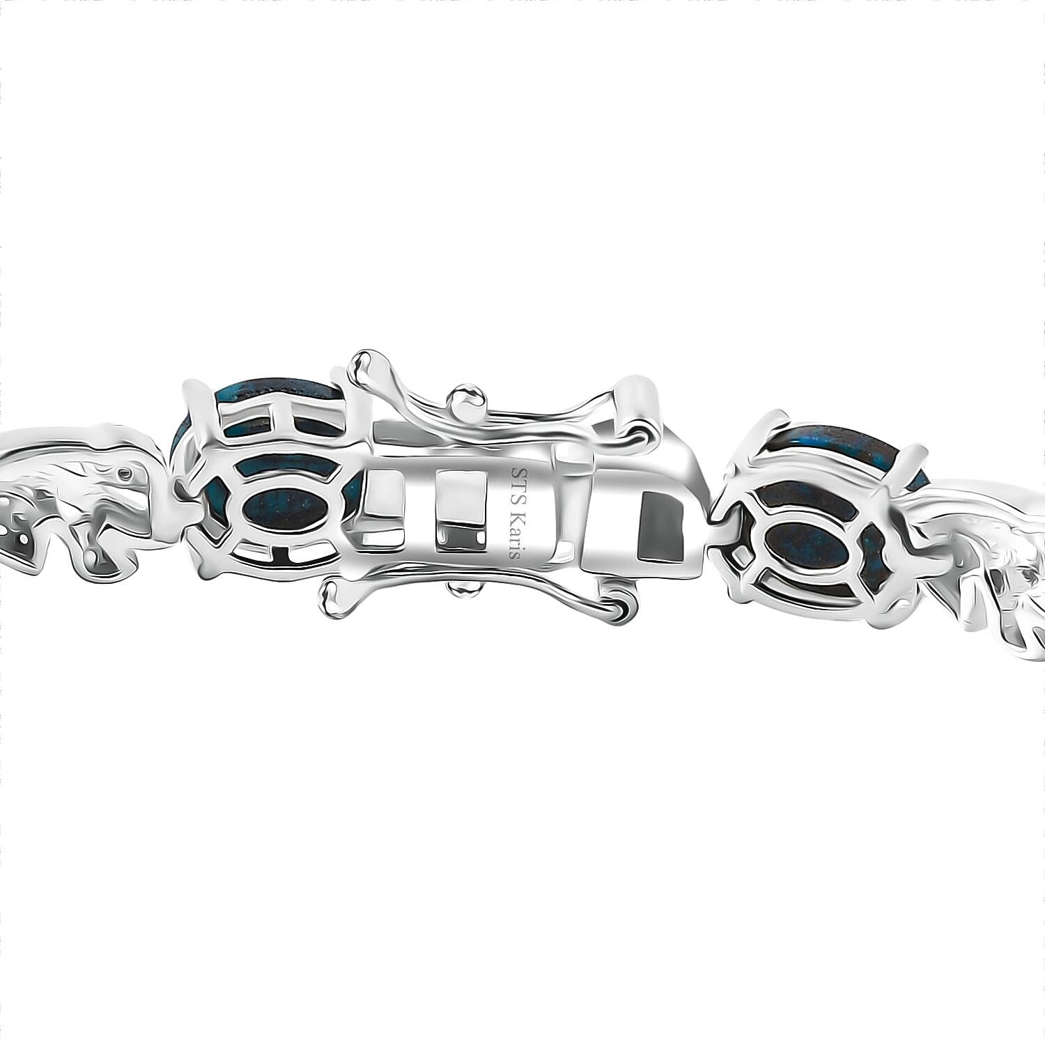 Karis Table Mountain Shadowkite and White Zircon 7.65 ctw Leaves Bracelet in Platinum Bond (6.50 In)