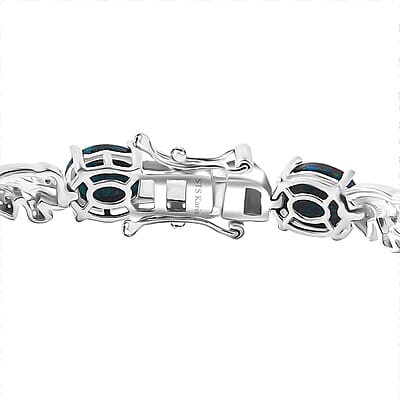 Karis Table Mountain Shadowkite and White Zircon 7.65 ctw Leaves Bracelet in Platinum Bond (6.50 In)
