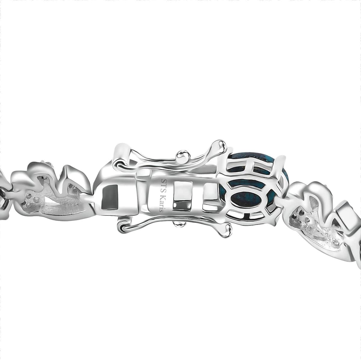 Karis Table Mountain Shadowkite and White Zircon 9.15 ctw Leaves Bracelet in Platinum Bond (8.00 In) image number 3