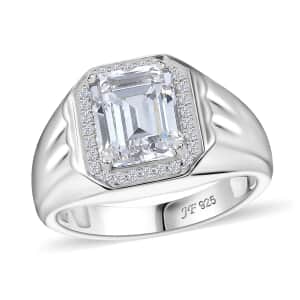 J Francis Embellished with Zirconia by Swarovski 6.85 ctw Men's Ring in Rhodium Over Sterling Silver (Size 10.0) 