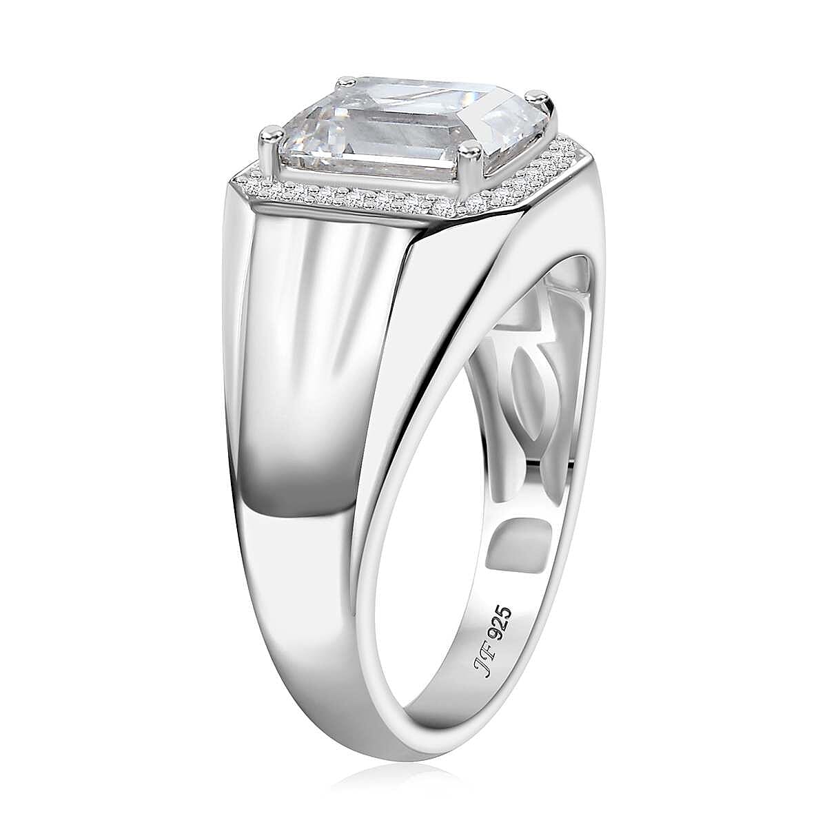 J Francis Embellished with Zirconia by Swarovski 6.85 ctw Men's Ring in Rhodium Over Sterling Silver (Size 10.0) 