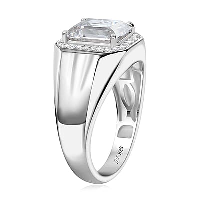 J Francis Embellished with Zirconia by Swarovski 6.85 ctw Men's Ring in Rhodium Over Sterling Silver (Size 10.0) 