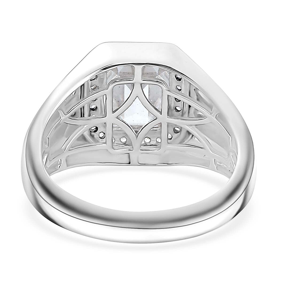 J Francis Embellished with Zirconia by Swarovski 6.85 ctw Men's Ring in Rhodium Over Sterling Silver (Size 10.0) 